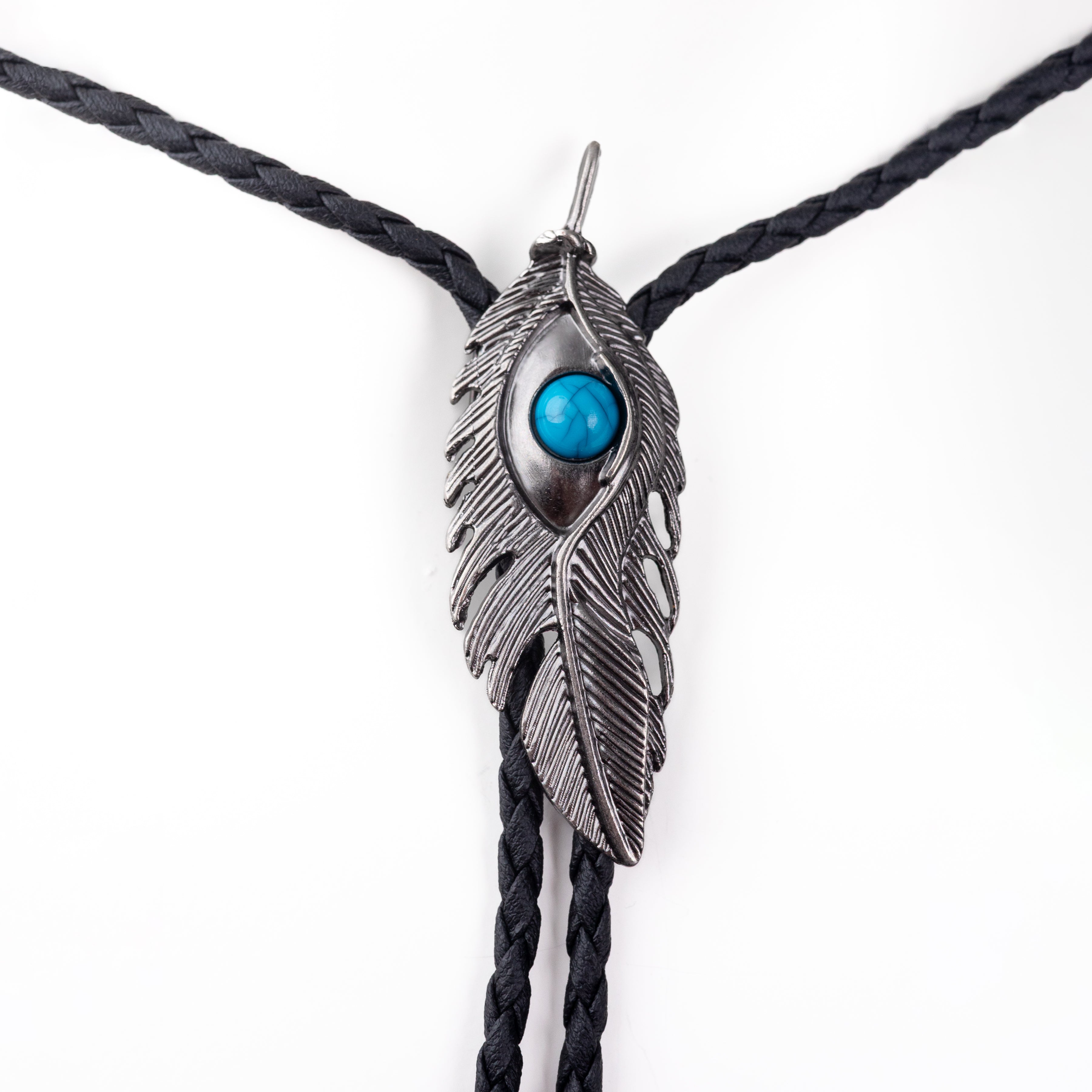 Silver Emu Feather Bolo Tie - Bolo-005