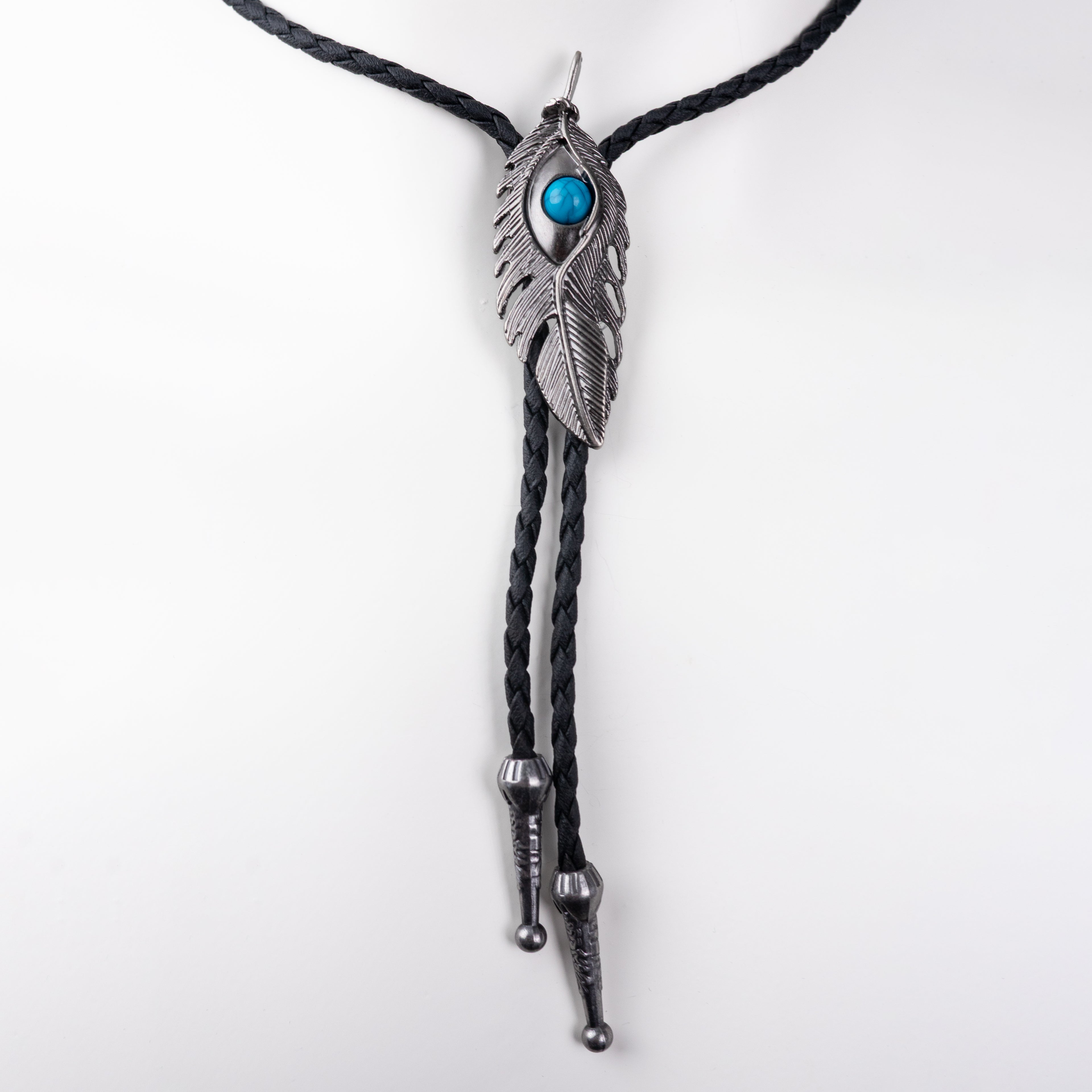 Silver Emu Feather Bolo Tie - Bolo-005