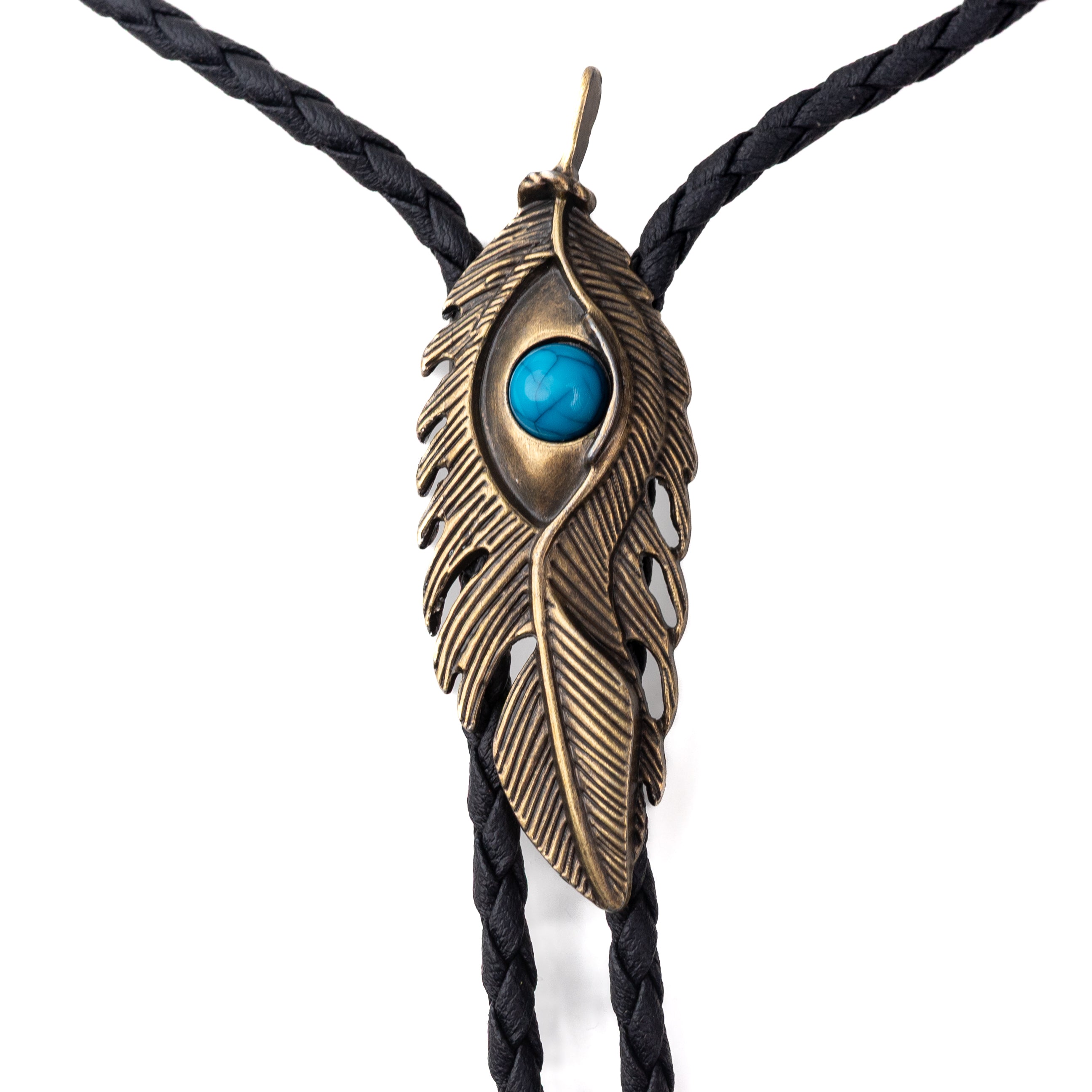 Golden Emu Feather Bolo Tie - Bolo-006