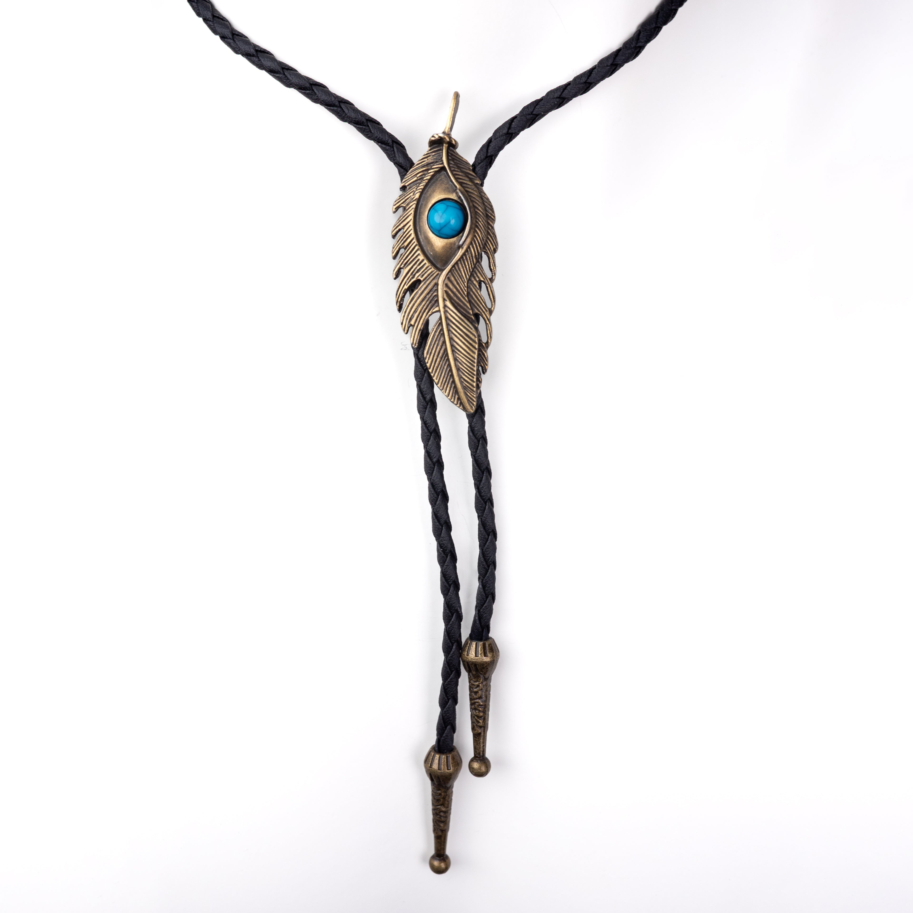 Golden Emu Feather Bolo Tie - Bolo-006