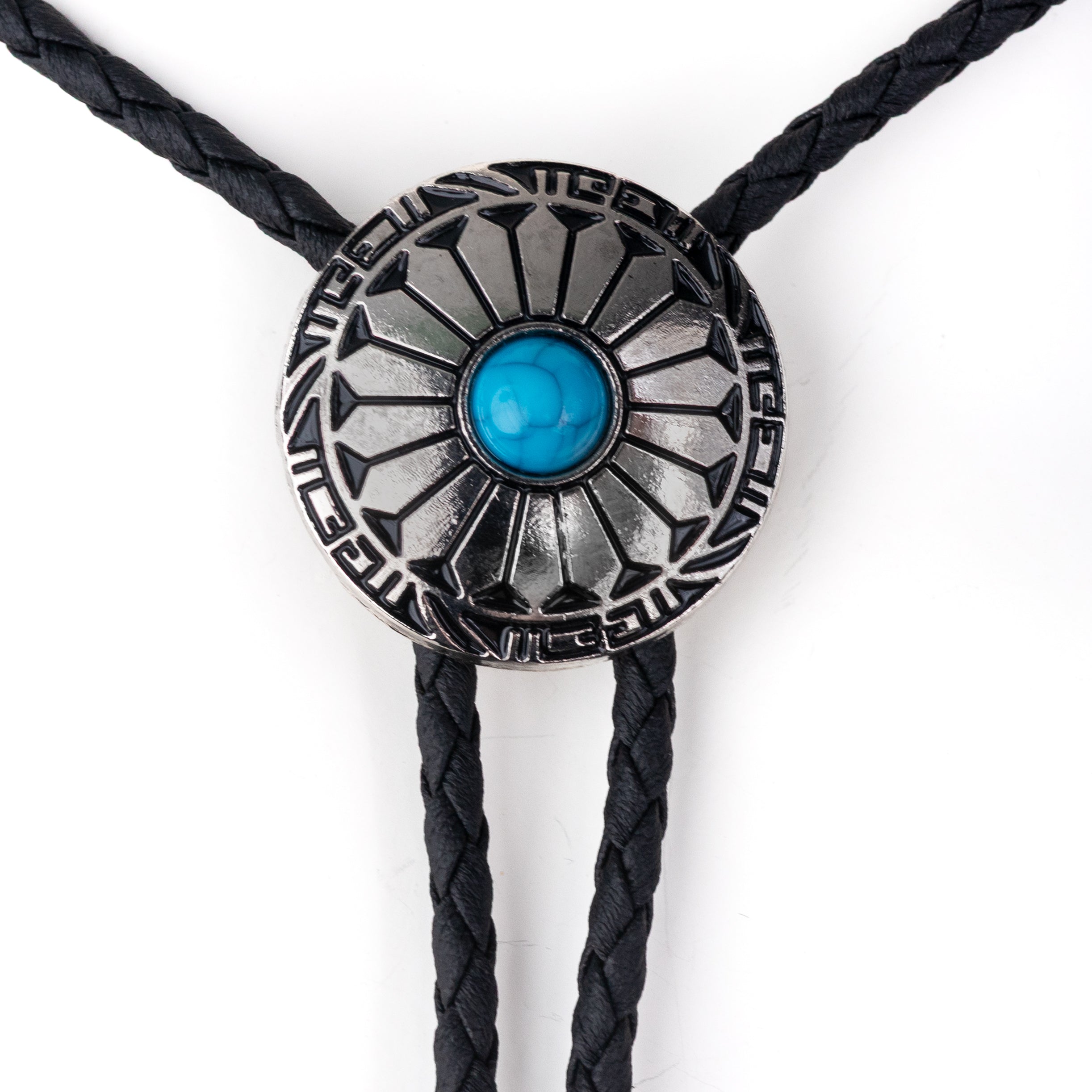Western Turquoise Sunburst Bolo Tie - Bolo-015