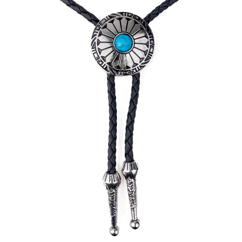 Western Turquoise Sunburst Bolo Tie - Bolo-015