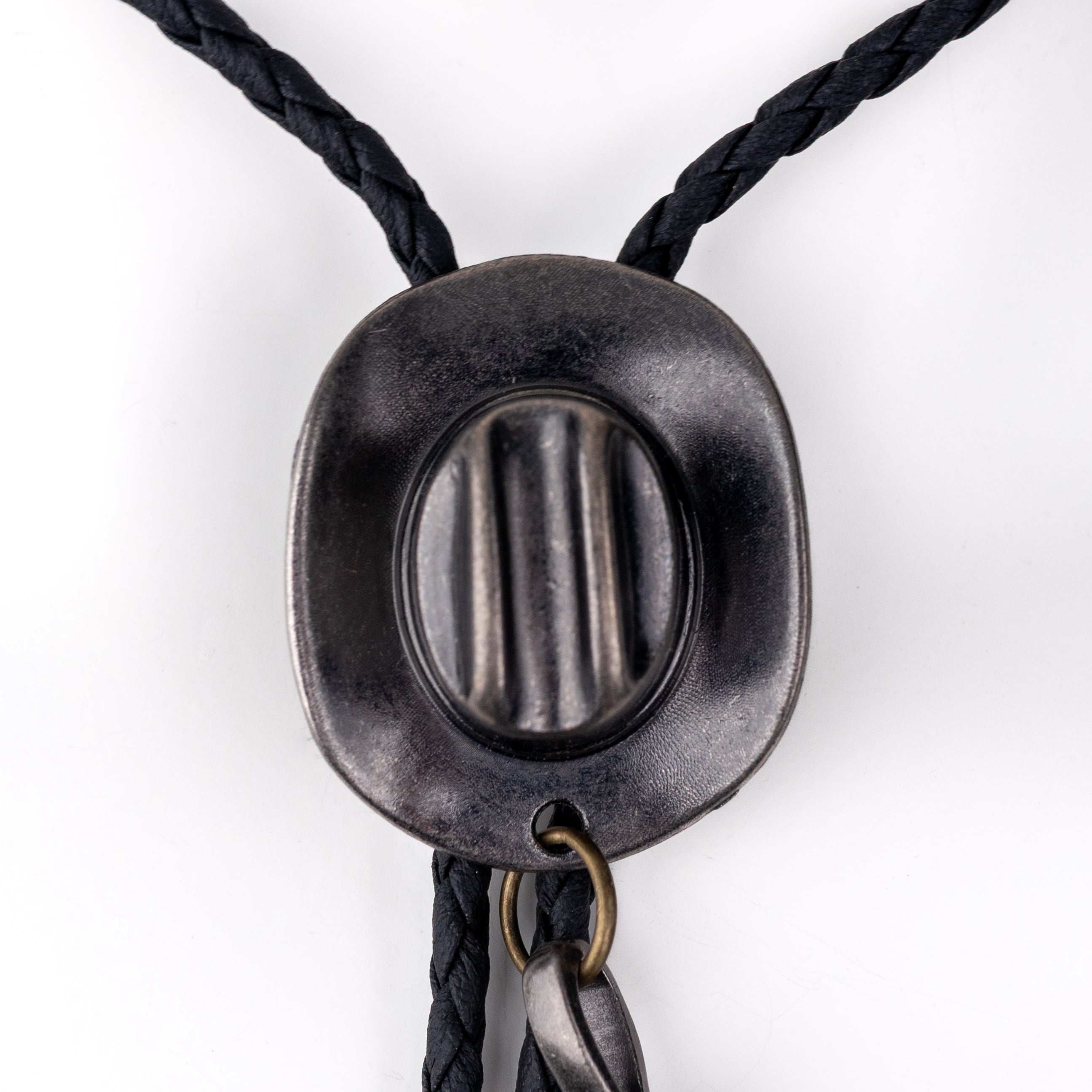 Silver Cowboy Hat w Feather Turquoise Bolo Tie - Bolo-021