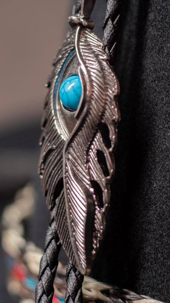 Silver Emu Feather Bolo Tie - Bolo-005