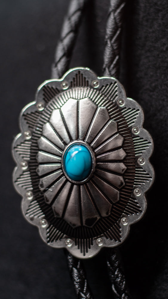 Western Concho Turquoise Bolo Tie - Bolo-016