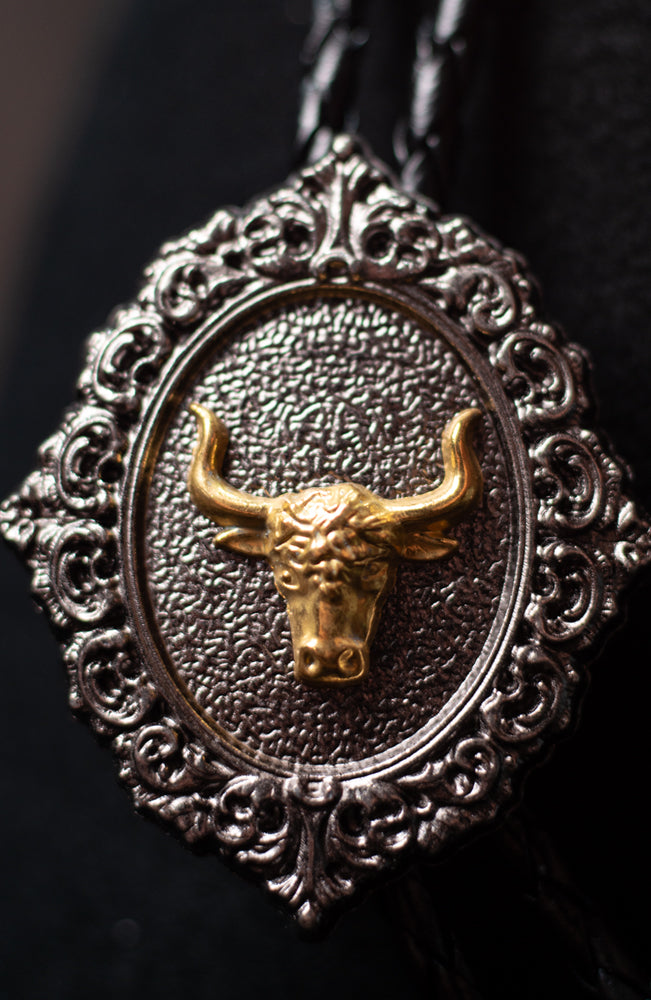 Golden Longhorn Bolo Tie - Bolo-019