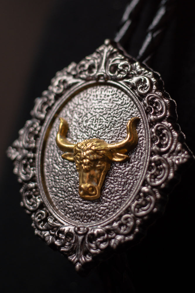 Golden Longhorn Bolo Tie - Bolo-019