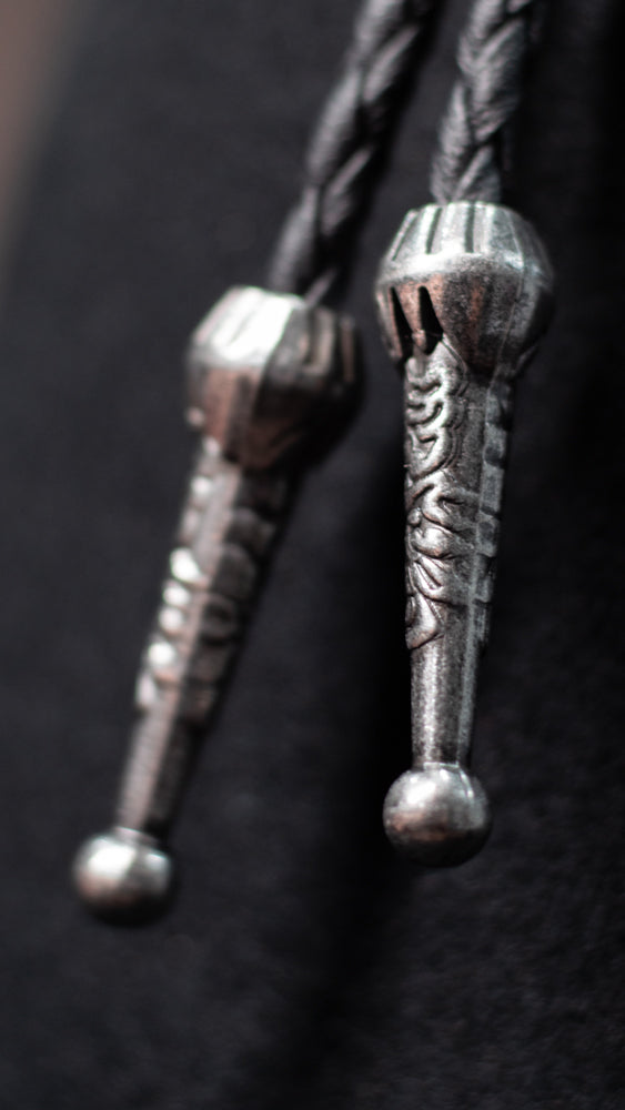 Silver Cowboy Hat w Feather Turquoise Bolo Tie - Bolo-021