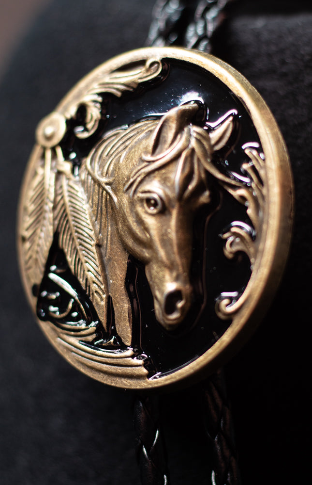 Black Brumby Spirit Bolo Tie - Bolo-024