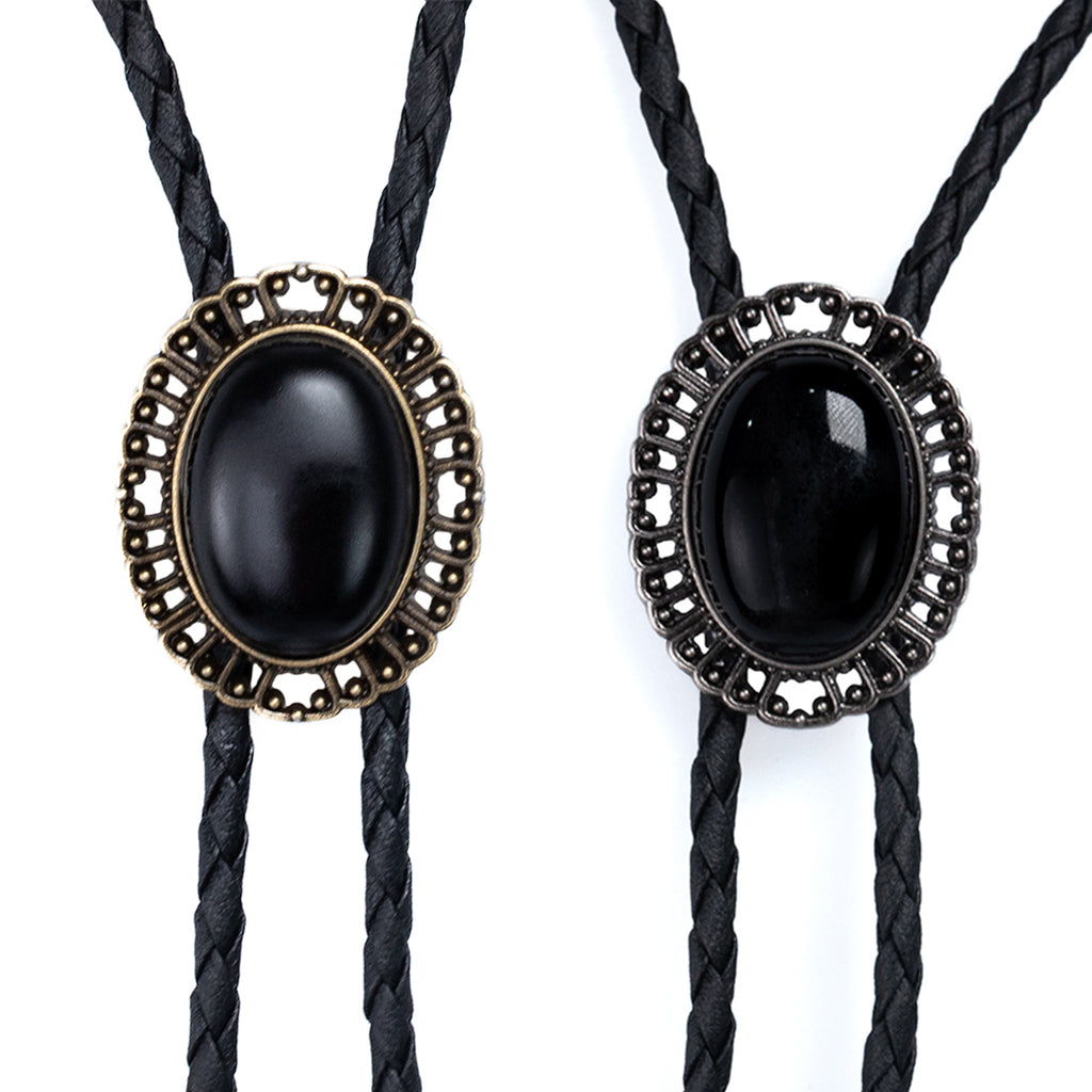 Midnight Oval Bolo Tie - Bronze or Silver