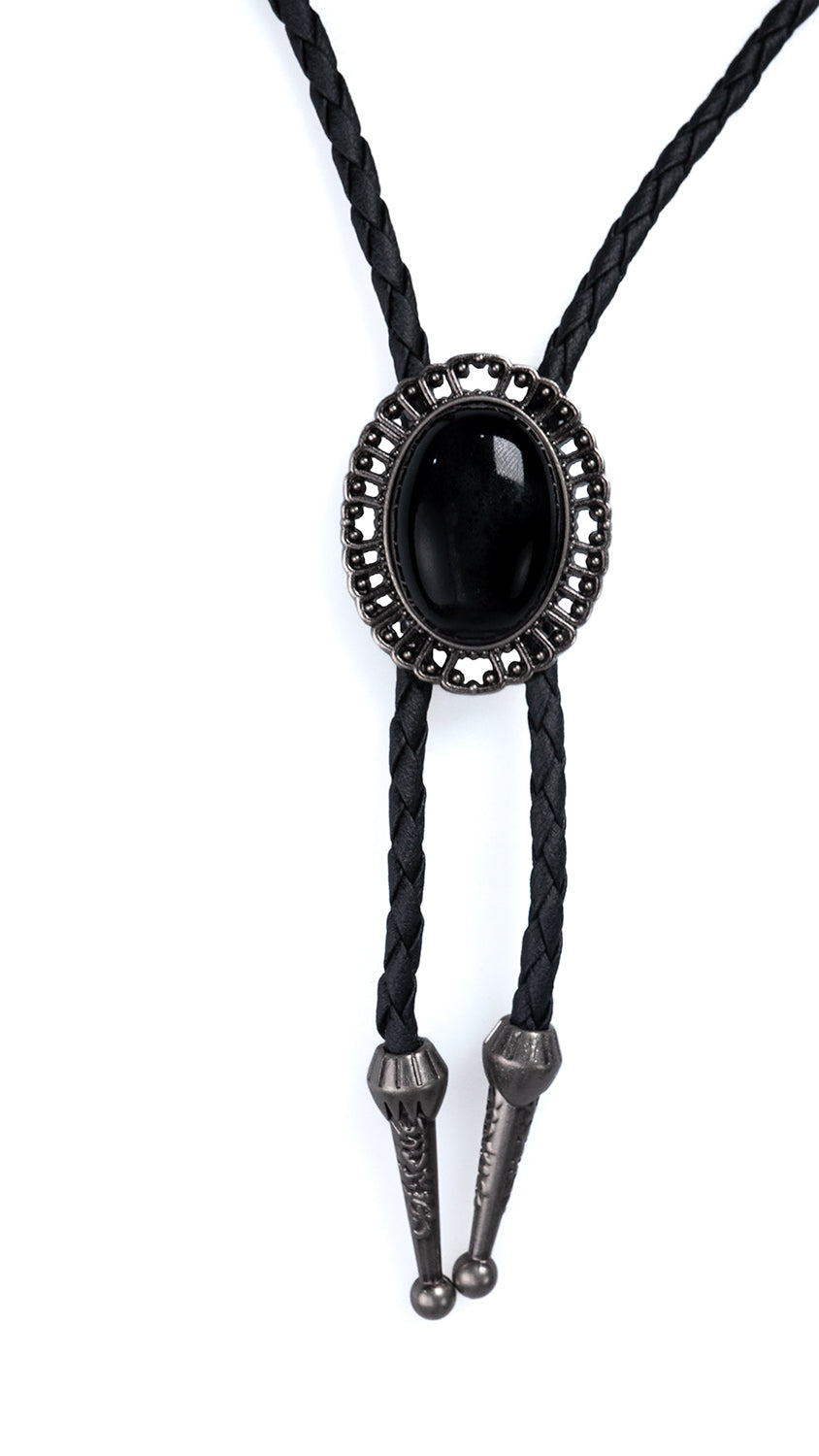 Midnight Oval Bolo Tie - Bronze or Silver