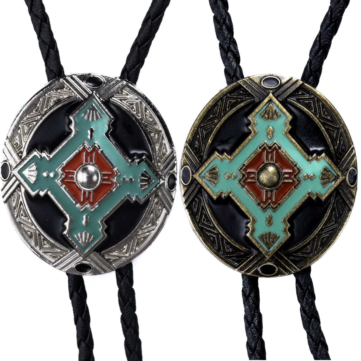 Red Centre Crossroads Bolo Tie Silver or Bronze