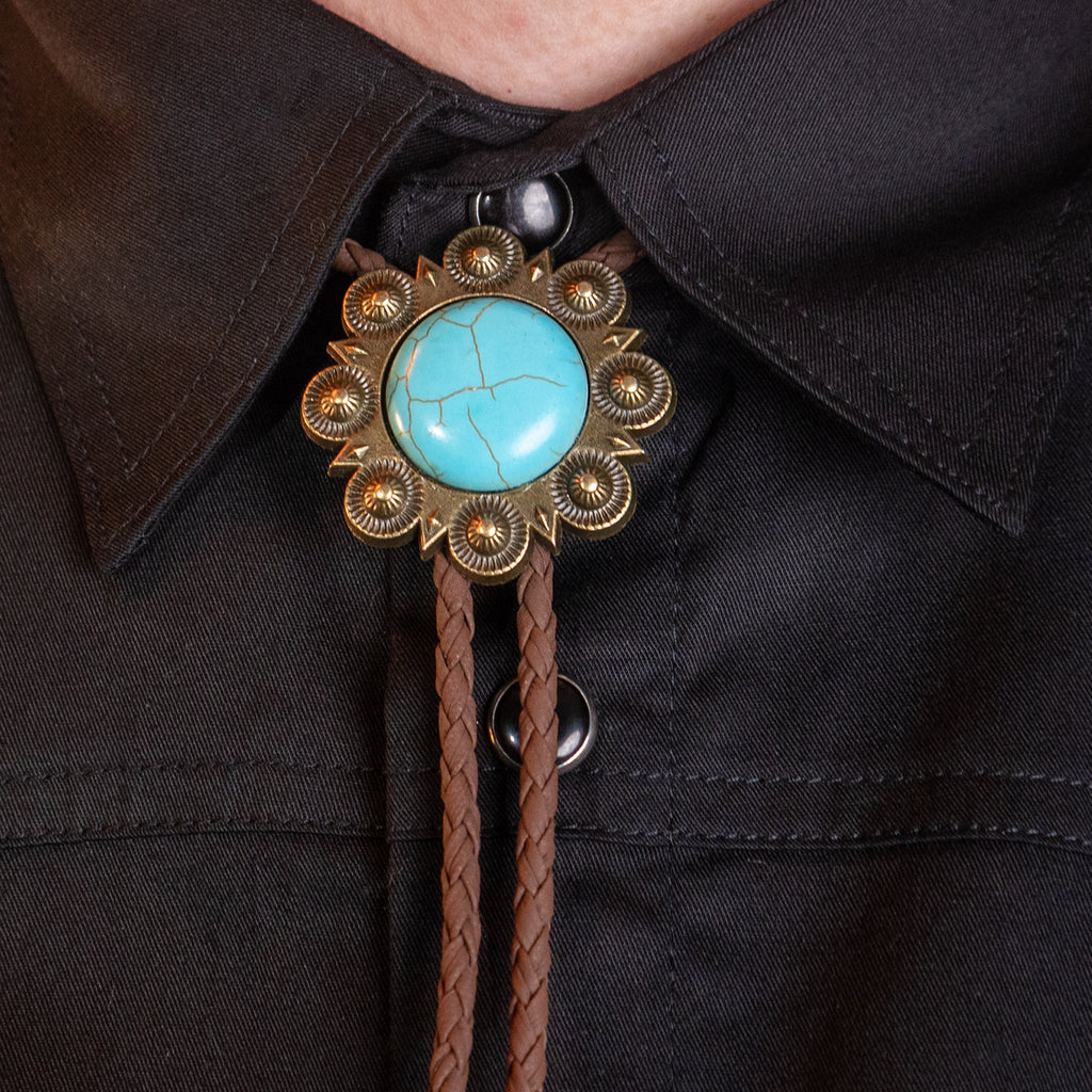 Turquoise Bushflower Bolo Tie Bolo-54