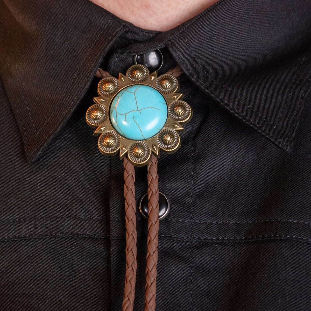 Turquoise Bushflower Bolo Tie Bolo-54