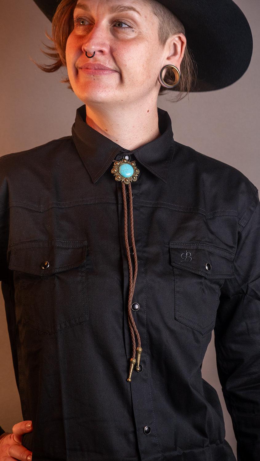 Turquoise Bushflower Bolo Tie Bolo-54