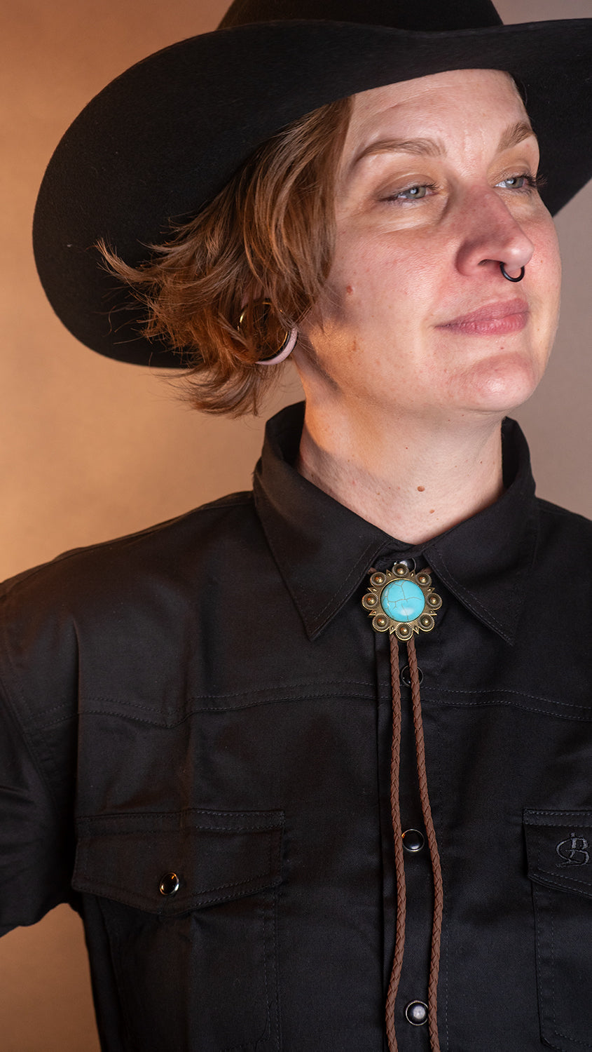 Turquoise Bushflower Bolo Tie Bolo-54