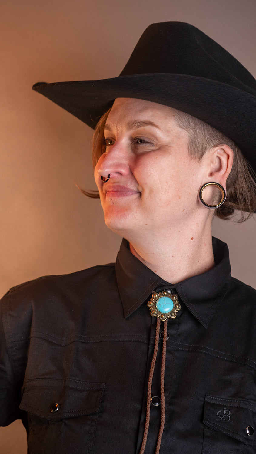 Turquoise Bushflower Bolo Tie Bolo-54