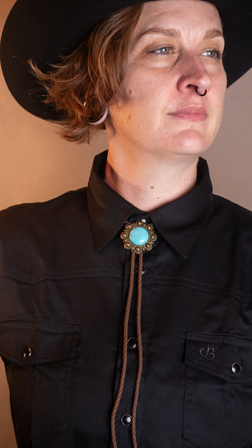 Turquoise Bushflower Bolo Tie Bolo-54