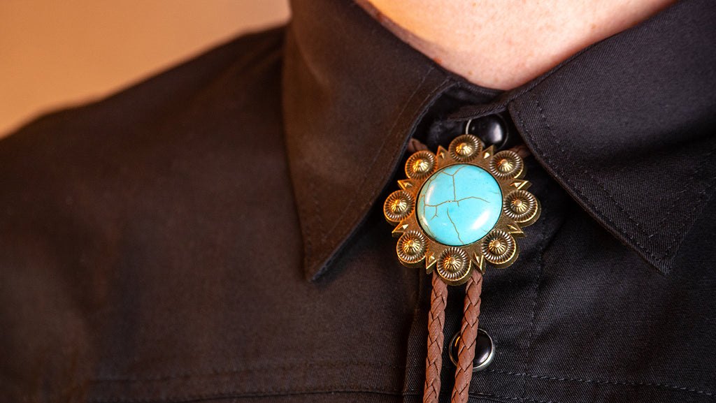 Turquoise Bushflower Bolo Tie Bolo-54