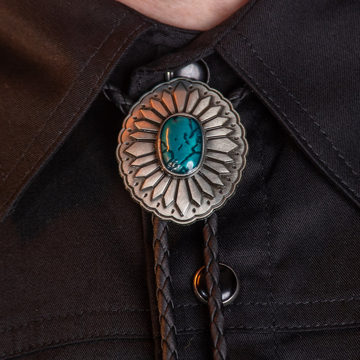 Deep Jade Bloom Bolo Tie Bolo-57