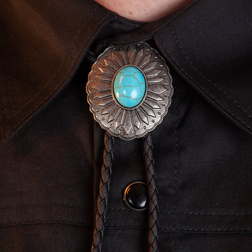 Turquoise Bloom Bolo Tie - Bolo-58