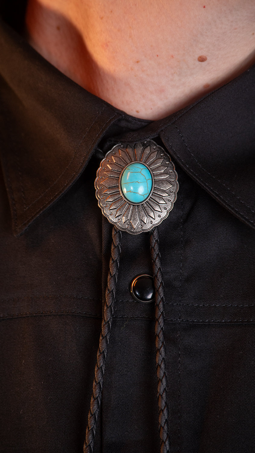 Turquoise Bloom Bolo Tie - Bolo-58