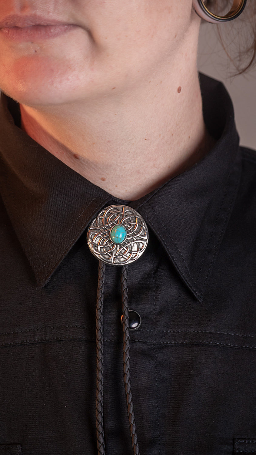 Turquoise Rusty Gum Bolo Tie - Bolo-59