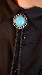 Turquoise Iron Lace Bolo Tie - Bolo-62