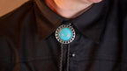 Turquoise Iron Lace Bolo Tie - Bolo-62