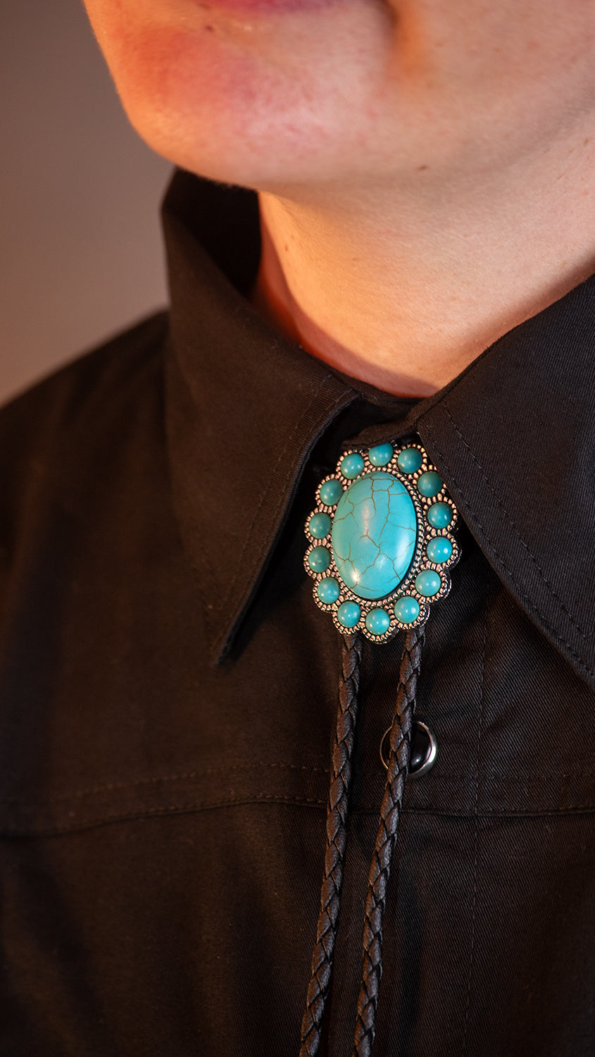 Emu Eggs Turquoise Bolo Tie - Bolo-65