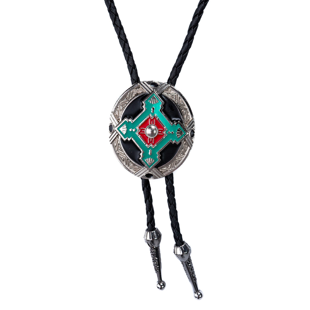 Red Centre Crossroads Bolo Tie Silver or Bronze