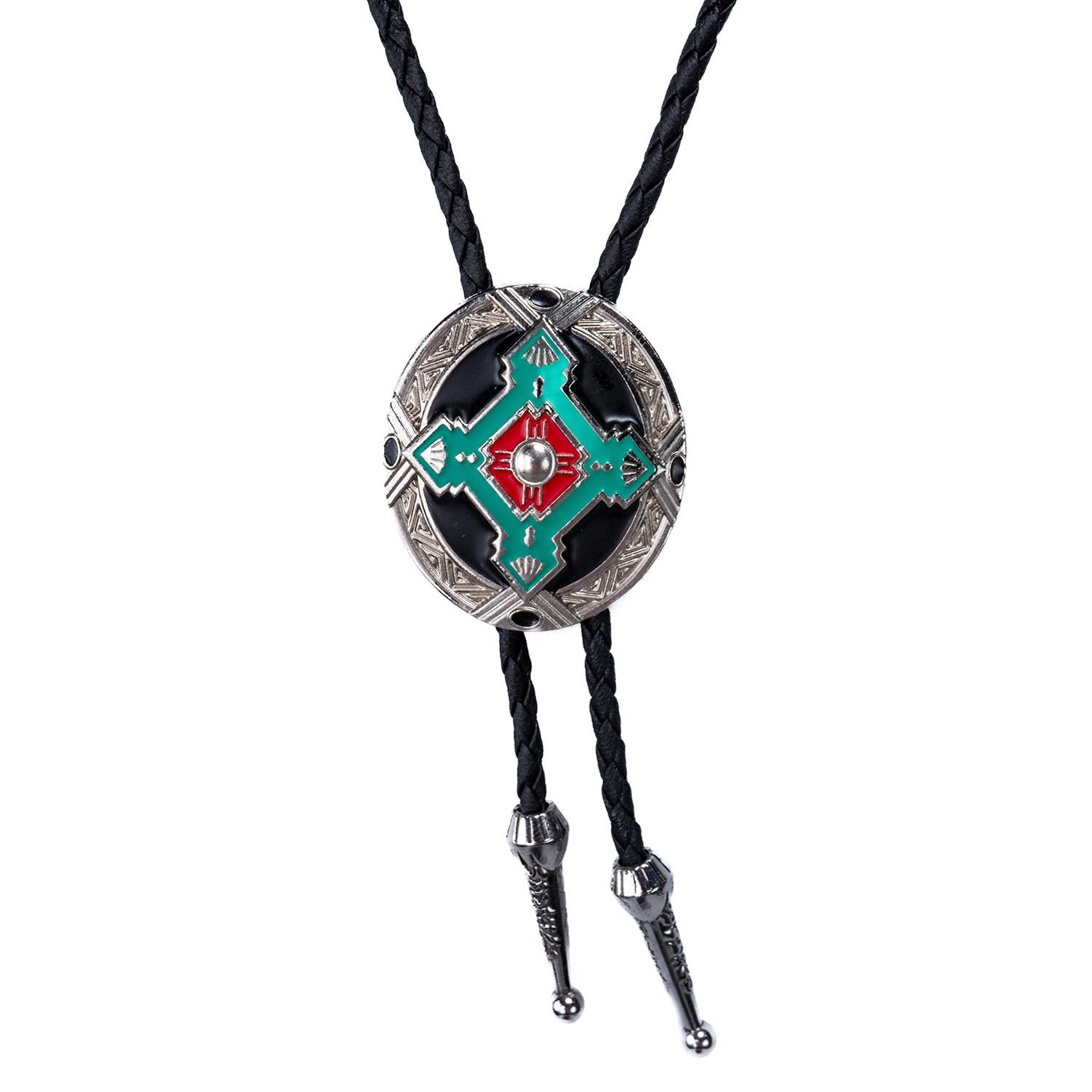 Red Centre Crossroads Bolo Tie Silver or Bronze