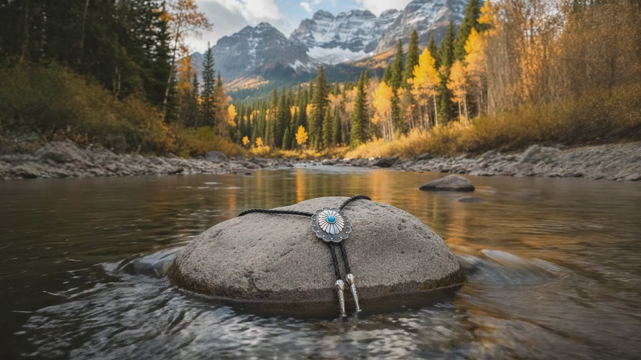 Western Concho Turquoise Bolo Tie - Bolo-016
